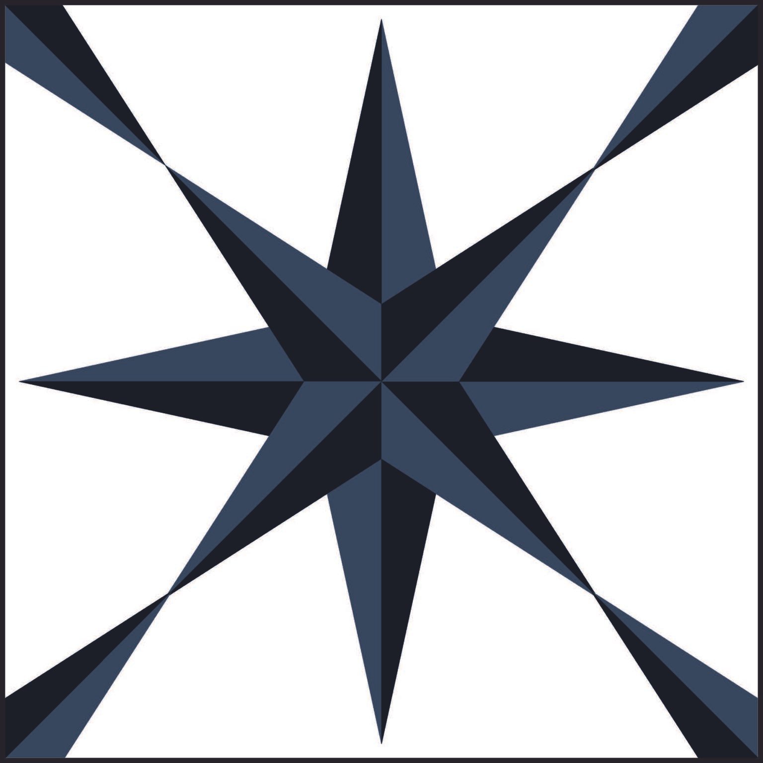 Large Compass Star Tile Pattern in Blue