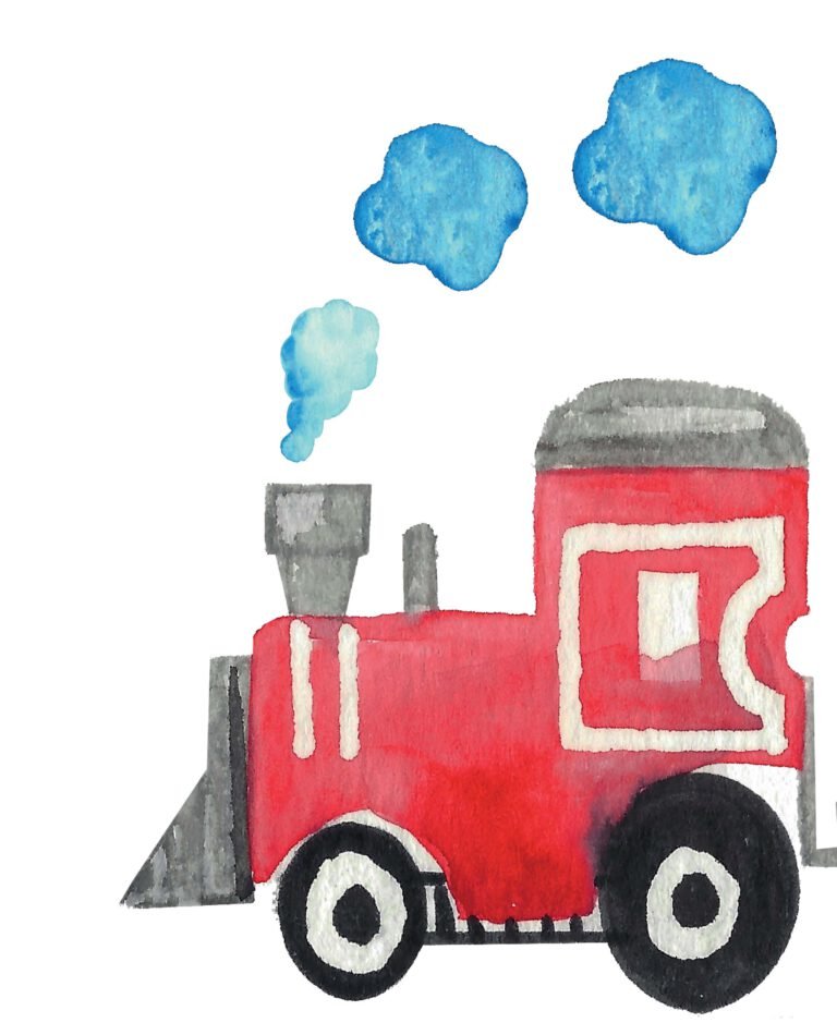 Kids Train Tile Pattern in Red